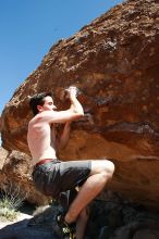 Raanan Robertson rock climbing in Hueco Tanks State Park and Historic Site during the Hueco Tanks Awesome Fest 2010 trip, Saturday, May 22, 2010.

Filename: SRM_20100522_12023972.JPG
Aperture: f/5.6
Shutter Speed: 1/320
Body: Canon EOS-1D Mark II
Lens: Canon EF 16-35mm f/2.8 L