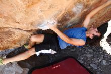 Javier Morales rock climbing in Hueco Tanks State Park and Historic Site during the Hueco Tanks Awesome Fest 2010 trip, Saturday, May 22, 2010.

Filename: SRM_20100522_12062073.JPG
Aperture: f/5.6
Shutter Speed: 1/60
Body: Canon EOS-1D Mark II
Lens: Canon EF 16-35mm f/2.8 L