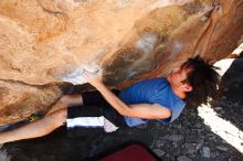 Javier Morales rock climbing in Hueco Tanks State Park and Historic Site during the Hueco Tanks Awesome Fest 2010 trip, Saturday, May 22, 2010.

Filename: SRM_20100522_12062275.JPG
Aperture: f/5.6
Shutter Speed: 1/60
Body: Canon EOS-1D Mark II
Lens: Canon EF 16-35mm f/2.8 L