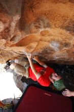 Steve Marek rock climbing in Hueco Tanks State Park and Historic Site during the Hueco Tanks Awesome Fest 2010 trip, Saturday, May 22, 2010.

Filename: SRM_20100522_12084582.JPG
Aperture: f/5.6
Shutter Speed: 1/160
Body: Canon EOS-1D Mark II
Lens: Canon EF 16-35mm f/2.8 L