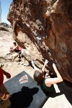 Beth Marek rock climbing in Hueco Tanks State Park and Historic Site during the Hueco Tanks Awesome Fest 2010 trip, Saturday, May 22, 2010.

Filename: SRM_20100522_12211704.JPG
Aperture: f/8.0
Shutter Speed: 1/500
Body: Canon EOS-1D Mark II
Lens: Canon EF 16-35mm f/2.8 L