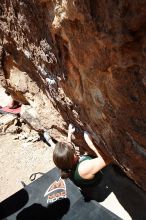 Beth Marek rock climbing in Hueco Tanks State Park and Historic Site during the Hueco Tanks Awesome Fest 2010 trip, Saturday, May 22, 2010.

Filename: SRM_20100522_12213706.JPG
Aperture: f/8.0
Shutter Speed: 1/400
Body: Canon EOS-1D Mark II
Lens: Canon EF 16-35mm f/2.8 L