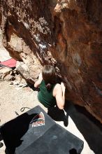 Beth Marek rock climbing in Hueco Tanks State Park and Historic Site during the Hueco Tanks Awesome Fest 2010 trip, Saturday, May 22, 2010.

Filename: SRM_20100522_12222113.JPG
Aperture: f/8.0
Shutter Speed: 1/400
Body: Canon EOS-1D Mark II
Lens: Canon EF 16-35mm f/2.8 L