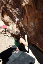 Beth Marek rock climbing in Hueco Tanks State Park and Historic Site during the Hueco Tanks Awesome Fest 2010 trip, Saturday, May 22, 2010.

Filename: SRM_20100522_12222116.JPG
Aperture: f/8.0
Shutter Speed: 1/400
Body: Canon EOS-1D Mark II
Lens: Canon EF 16-35mm f/2.8 L