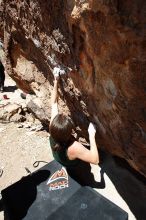 Beth Marek rock climbing in Hueco Tanks State Park and Historic Site during the Hueco Tanks Awesome Fest 2010 trip, Saturday, May 22, 2010.

Filename: SRM_20100522_12233620.JPG
Aperture: f/8.0
Shutter Speed: 1/500
Body: Canon EOS-1D Mark II
Lens: Canon EF 16-35mm f/2.8 L