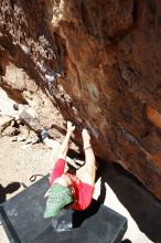 Steve Marek rock climbing in Hueco Tanks State Park and Historic Site during the Hueco Tanks Awesome Fest 2010 trip, Saturday, May 22, 2010.

Filename: SRM_20100522_12240122.JPG
Aperture: f/8.0
Shutter Speed: 1/400
Body: Canon EOS-1D Mark II
Lens: Canon EF 16-35mm f/2.8 L