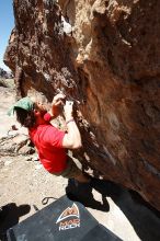 Steve Marek rock climbing in Hueco Tanks State Park and Historic Site during the Hueco Tanks Awesome Fest 2010 trip, Saturday, May 22, 2010.

Filename: SRM_20100522_12240531.JPG
Aperture: f/8.0
Shutter Speed: 1/500
Body: Canon EOS-1D Mark II
Lens: Canon EF 16-35mm f/2.8 L