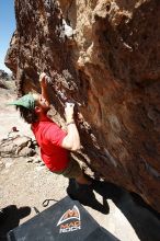 Steve Marek rock climbing in Hueco Tanks State Park and Historic Site during the Hueco Tanks Awesome Fest 2010 trip, Saturday, May 22, 2010.

Filename: SRM_20100522_12240532.JPG
Aperture: f/8.0
Shutter Speed: 1/500
Body: Canon EOS-1D Mark II
Lens: Canon EF 16-35mm f/2.8 L