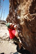 Steve Marek rock climbing in Hueco Tanks State Park and Historic Site during the Hueco Tanks Awesome Fest 2010 trip, Saturday, May 22, 2010.

Filename: SRM_20100522_12240935.JPG
Aperture: f/8.0
Shutter Speed: 1/500
Body: Canon EOS-1D Mark II
Lens: Canon EF 16-35mm f/2.8 L