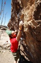Steve Marek rock climbing in Hueco Tanks State Park and Historic Site during the Hueco Tanks Awesome Fest 2010 trip, Saturday, May 22, 2010.

Filename: SRM_20100522_12240937.JPG
Aperture: f/8.0
Shutter Speed: 1/500
Body: Canon EOS-1D Mark II
Lens: Canon EF 16-35mm f/2.8 L