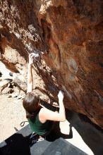 Beth Marek rock climbing in Hueco Tanks State Park and Historic Site during the Hueco Tanks Awesome Fest 2010 trip, Saturday, May 22, 2010.

Filename: SRM_20100522_12252342.JPG
Aperture: f/8.0
Shutter Speed: 1/320
Body: Canon EOS-1D Mark II
Lens: Canon EF 16-35mm f/2.8 L