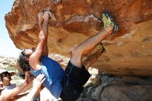 Javier Morales rock climbing in Hueco Tanks State Park and Historic Site during the Hueco Tanks Awesome Fest 2010 trip, Saturday, May 22, 2010.

Filename: SRM_20100522_14045365.JPG
Aperture: f/8.0
Shutter Speed: 1/200
Body: Canon EOS-1D Mark II
Lens: Canon EF 16-35mm f/2.8 L