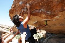 Javier Morales rock climbing in Hueco Tanks State Park and Historic Site during the Hueco Tanks Awesome Fest 2010 trip, Saturday, May 22, 2010.

Filename: SRM_20100522_14045668.JPG
Aperture: f/8.0
Shutter Speed: 1/250
Body: Canon EOS-1D Mark II
Lens: Canon EF 16-35mm f/2.8 L