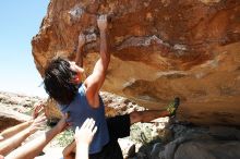 Javier Morales rock climbing in Hueco Tanks State Park and Historic Site during the Hueco Tanks Awesome Fest 2010 trip, Saturday, May 22, 2010.

Filename: SRM_20100522_14045669.JPG
Aperture: f/8.0
Shutter Speed: 1/800
Body: Canon EOS-1D Mark II
Lens: Canon EF 16-35mm f/2.8 L