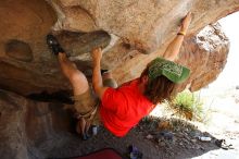 Steve Marek rock climbing on No One Gets Out of Here Alive (V2) in Hueco Tanks State Park and Historic Site during the Hueco Tanks Awesome Fest 2010 trip, Saturday, May 22, 2010.

Filename: SRM_20100522_15182000.JPG
Aperture: f/5.6
Shutter Speed: 1/320
Body: Canon EOS-1D Mark II
Lens: Canon EF 16-35mm f/2.8 L