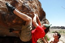 Steve Marek rock climbing on No One Gets Out of Here Alive (V2) in Hueco Tanks State Park and Historic Site during the Hueco Tanks Awesome Fest 2010 trip, Saturday, May 22, 2010.

Filename: SRM_20100522_15185426.JPG
Aperture: f/5.6
Shutter Speed: 1/1600
Body: Canon EOS-1D Mark II
Lens: Canon EF 16-35mm f/2.8 L