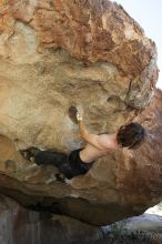 Andrew Dreher rock climbing on No One Gets Out of Here Alive (V2) in Hueco Tanks State Park and Historic Site during the Hueco Tanks Awesome Fest 2010 trip, Sunday, May 23, 2010.

Filename: SRM_20100523_10515839.JPG
Aperture: f/5.6
Shutter Speed: 1/640
Body: Canon EOS-1D Mark II
Lens: Canon EF 16-35mm f/2.8 L