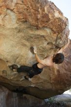 Andrew Dreher rock climbing on No One Gets Out of Here Alive (V2) in Hueco Tanks State Park and Historic Site during the Hueco Tanks Awesome Fest 2010 trip, Sunday, May 23, 2010.

Filename: SRM_20100523_10515840.JPG
Aperture: f/5.6
Shutter Speed: 1/640
Body: Canon EOS-1D Mark II
Lens: Canon EF 16-35mm f/2.8 L