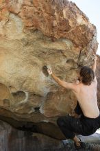 Andrew Dreher rock climbing on No One Gets Out of Here Alive (V2) in Hueco Tanks State Park and Historic Site during the Hueco Tanks Awesome Fest 2010 trip, Sunday, May 23, 2010.

Filename: SRM_20100523_10520352.JPG
Aperture: f/5.6
Shutter Speed: 1/640
Body: Canon EOS-1D Mark II
Lens: Canon EF 16-35mm f/2.8 L