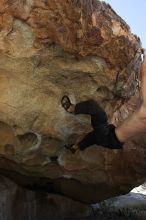 Andrew Dreher rock climbing on No One Gets Out of Here Alive (V2) in Hueco Tanks State Park and Historic Site during the Hueco Tanks Awesome Fest 2010 trip, Sunday, May 23, 2010.

Filename: SRM_20100523_10520656.JPG
Aperture: f/5.6
Shutter Speed: 1/500
Body: Canon EOS-1D Mark II
Lens: Canon EF 16-35mm f/2.8 L