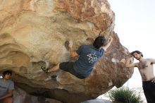 Raanan Robertson rock climbing on No One Gets Out of Here Alive (V2) in Hueco Tanks State Park and Historic Site during the Hueco Tanks Awesome Fest 2010 trip, Sunday, May 23, 2010.

Filename: SRM_20100523_10565595.JPG
Aperture: f/5.6
Shutter Speed: 1/640
Body: Canon EOS-1D Mark II
Lens: Canon EF 16-35mm f/2.8 L