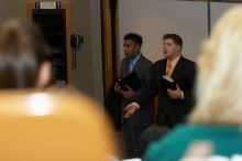 Jesse Gall and Bimal Patel rehearse their Duo Interpretive of "Promises" by B.Z. Goldberg and Justine Shapiro.  The University of Texas' Speech Team will compete in the American Forensic Associations National Individual Events Tournament (AFA NIET) in Gai

Filename: SRM_20060325_142218_7.jpg
Aperture: f/3.5
Shutter Speed: 1/160
Body: Canon EOS 20D
Lens: Canon EF 80-200mm f/2.8 L