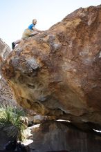 Steve Marek rock climbing on No One Gets Out of Here Alive (V2) in Hueco Tanks State Park and Historic Site during the Hueco Tanks Awesome Fest 2010 trip, Sunday, May 23, 2010.

Filename: SRM_20100523_11120538.JPG
Aperture: f/5.6
Shutter Speed: 1/500
Body: Canon EOS-1D Mark II
Lens: Canon EF 16-35mm f/2.8 L