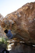 Cayce Wilson rock climbing on No One Gets Out of Here Alive (V2) in Hueco Tanks State Park and Historic Site during the Hueco Tanks Awesome Fest 2010 trip, Sunday, May 23, 2010.

Filename: SRM_20100523_11155652.JPG
Aperture: f/5.6
Shutter Speed: 1/500
Body: Canon EOS-1D Mark II
Lens: Canon EF 16-35mm f/2.8 L