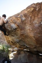 Andrew Dreher rock climbing on No One Gets Out of Here Alive (V2) in Hueco Tanks State Park and Historic Site during the Hueco Tanks Awesome Fest 2010 trip, Sunday, May 23, 2010.

Filename: SRM_20100523_11225695.JPG
Aperture: f/5.6
Shutter Speed: 1/500
Body: Canon EOS-1D Mark II
Lens: Canon EF 16-35mm f/2.8 L