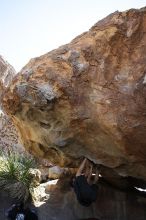 Raanan Robertson rock climbing on Pull the Pin in Hueco Tanks State Park and Historic Site during the Hueco Tanks Awesome Fest 2010 trip, Sunday, May 23, 2010.

Filename: SRM_20100523_11260013.JPG
Aperture: f/5.6
Shutter Speed: 1/500
Body: Canon EOS-1D Mark II
Lens: Canon EF 16-35mm f/2.8 L