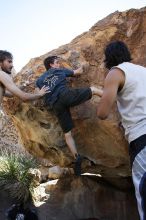 Raanan Robertson rock climbing on Pull the Pin in Hueco Tanks State Park and Historic Site during the Hueco Tanks Awesome Fest 2010 trip, Sunday, May 23, 2010.

Filename: SRM_20100523_11263529.JPG
Aperture: f/5.6
Shutter Speed: 1/500
Body: Canon EOS-1D Mark II
Lens: Canon EF 16-35mm f/2.8 L