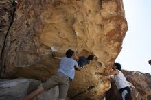 Raanan Robertson rock climbing in Hueco Tanks State Park and Historic Site during the Hueco Tanks Awesome Fest 2010 trip, Sunday, May 23, 2010.

Filename: SRM_20100523_12205388.JPG
Aperture: f/8.0
Shutter Speed: 1/500
Body: Canon EOS-1D Mark II
Lens: Canon EF 16-35mm f/2.8 L