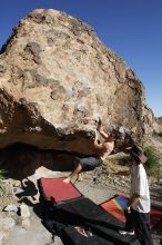 Raanan Robertson rock climbing barefoot on No One Gets Out of Here Alive (V2) in Hueco Tanks State Park and Historic Site during the Hueco Tanks Awesome Fest 2010 trip, Sunday, May 23, 2010.

Filename: SRM_20100523_18404278.JPG
Aperture: f/8.0
Shutter Speed: 1/1000
Body: Canon EOS-1D Mark II
Lens: Canon EF 16-35mm f/2.8 L