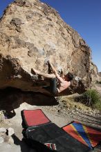 Raanan Robertson rock climbing barefoot on No One Gets Out of Here Alive (V2) in Hueco Tanks State Park and Historic Site during the Hueco Tanks Awesome Fest 2010 trip, Sunday, May 23, 2010.

Filename: SRM_20100523_18405185.JPG
Aperture: f/8.0
Shutter Speed: 1/1000
Body: Canon EOS-1D Mark II
Lens: Canon EF 16-35mm f/2.8 L