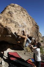 Cayce Wilson rock climbing on No One Gets Out of Here Alive (V2) in Hueco Tanks State Park and Historic Site during the Hueco Tanks Awesome Fest 2010 trip, Sunday, May 23, 2010.

Filename: SRM_20100523_18452802.JPG
Aperture: f/8.0
Shutter Speed: 1/1000
Body: Canon EOS-1D Mark II
Lens: Canon EF 16-35mm f/2.8 L