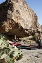 Cayce Wilson rock climbing on No One Gets Out of Here Alive (V2) in Hueco Tanks State Park and Historic Site during the Hueco Tanks Awesome Fest 2010 trip, Sunday, May 23, 2010.

Filename: SRM_20100523_18550927.JPG
Aperture: f/8.0
Shutter Speed: 1/800
Body: Canon EOS-1D Mark II
Lens: Canon EF 16-35mm f/2.8 L