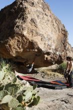 Cayce Wilson rock climbing on No One Gets Out of Here Alive (V2) in Hueco Tanks State Park and Historic Site during the Hueco Tanks Awesome Fest 2010 trip, Sunday, May 23, 2010.

Filename: SRM_20100523_18551528.JPG
Aperture: f/8.0
Shutter Speed: 1/800
Body: Canon EOS-1D Mark II
Lens: Canon EF 16-35mm f/2.8 L