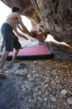 Andrew Dreher rock climbing in Hueco Tanks State Park and Historic Site during the Hueco Tanks Awesome Fest 2010 trip, Sunday, May 23, 2010.

Filename: SRM_20100523_19093156.JPG
Aperture: f/4.0
Shutter Speed: 1/100
Body: Canon EOS-1D Mark II
Lens: Canon EF 16-35mm f/2.8 L