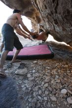 Andrew Dreher rock climbing in Hueco Tanks State Park and Historic Site during the Hueco Tanks Awesome Fest 2010 trip, Sunday, May 23, 2010.

Filename: SRM_20100523_19093159.JPG
Aperture: f/4.0
Shutter Speed: 1/100
Body: Canon EOS-1D Mark II
Lens: Canon EF 16-35mm f/2.8 L