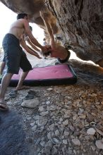 Andrew Dreher rock climbing in Hueco Tanks State Park and Historic Site during the Hueco Tanks Awesome Fest 2010 trip, Sunday, May 23, 2010.

Filename: SRM_20100523_19093365.JPG
Aperture: f/4.0
Shutter Speed: 1/100
Body: Canon EOS-1D Mark II
Lens: Canon EF 16-35mm f/2.8 L