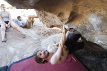 Andrew Dreher rock climbing in Hueco Tanks State Park and Historic Site during the Hueco Tanks Awesome Fest 2010 trip, Sunday, May 23, 2010.

Filename: SRM_20100523_19141183.JPG
Aperture: f/4.0
Shutter Speed: 1/100
Body: Canon EOS-1D Mark II
Lens: Canon EF 16-35mm f/2.8 L