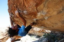 Javier Morales rock climbing on Mexican Chicken (V6) in Hueco Tanks State Park and Historic Site during the Hueco Tanks Awesome Fest 2010 trip, Monday, May 24, 2010.

Filename: SRM_20100524_11553398.JPG
Aperture: f/4.0
Shutter Speed: 1/1000
Body: Canon EOS-1D Mark II
Lens: Canon EF 16-35mm f/2.8 L