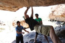 Steve Marek rock climbing on Mexican Chicken (V6) in Hueco Tanks State Park and Historic Site during the Hueco Tanks Awesome Fest 2010 trip, Monday, May 24, 2010.

Filename: SRM_20100524_12062505.JPG
Aperture: f/4.0
Shutter Speed: 1/3200
Body: Canon EOS-1D Mark II
Lens: Canon EF 16-35mm f/2.8 L