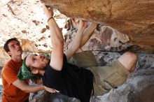 Steve Marek rock climbing on Mexican Chicken (V6) in Hueco Tanks State Park and Historic Site during the Hueco Tanks Awesome Fest 2010 trip, Monday, May 24, 2010.

Filename: SRM_20100524_12165620.JPG
Aperture: f/4.0
Shutter Speed: 1/640
Body: Canon EOS-1D Mark II
Lens: Canon EF 16-35mm f/2.8 L