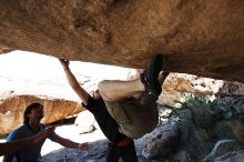 Steve Marek rock climbing on Mexican Chicken (V6) in Hueco Tanks State Park and Historic Site during the Hueco Tanks Awesome Fest 2010 trip, Monday, May 24, 2010.

Filename: SRM_20100524_12202725.JPG
Aperture: f/4.0
Shutter Speed: 1/3200
Body: Canon EOS-1D Mark II
Lens: Canon EF 16-35mm f/2.8 L