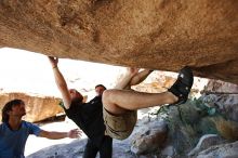 Steve Marek rock climbing on Mexican Chicken (V6) in Hueco Tanks State Park and Historic Site during the Hueco Tanks Awesome Fest 2010 trip, Monday, May 24, 2010.

Filename: SRM_20100524_12202927.JPG
Aperture: f/4.0
Shutter Speed: 1/500
Body: Canon EOS-1D Mark II
Lens: Canon EF 16-35mm f/2.8 L