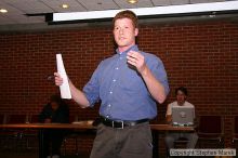 Weekly meeting of the Undergraduate House of Representatives (UHR), April 13, 2004.

Filename: img_5584_std.jpg
Aperture: f/5.0
Shutter Speed: 1/80
Body: Canon EOS DIGITAL REBEL
Lens: Canon EF-S 18-55mm f/3.5-5.6