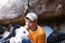 Rock climbing in Hueco Tanks State Park and Historic Site during the Hueco Tanks Awesome Fest 2.0 trip, Saturday, September 04, 2010.

Filename: SRM_20100904_12052033.JPG
Aperture: f/4.0
Shutter Speed: 1/100
Body: Canon EOS 20D
Lens: Canon EF 16-35mm f/2.8 L