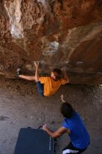 Rock climbing in Hueco Tanks State Park and Historic Site during the Hueco Tanks Awesome Fest 2.0 trip, Saturday, September 04, 2010.

Filename: SRM_20100904_13282790.JPG
Aperture: f/4.0
Shutter Speed: 1/200
Body: Canon EOS 20D
Lens: Canon EF 16-35mm f/2.8 L