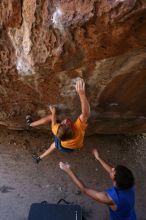 Rock climbing in Hueco Tanks State Park and Historic Site during the Hueco Tanks Awesome Fest 2.0 trip, Saturday, September 04, 2010.

Filename: SRM_20100904_13283091.JPG
Aperture: f/4.0
Shutter Speed: 1/200
Body: Canon EOS 20D
Lens: Canon EF 16-35mm f/2.8 L